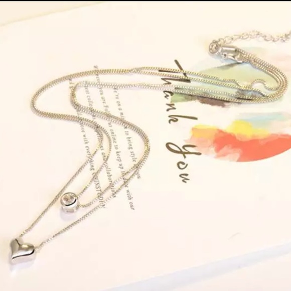 925 STERLING SILVER DOUBLE LAYER HEART NECKLACE - Picture 8 of 8